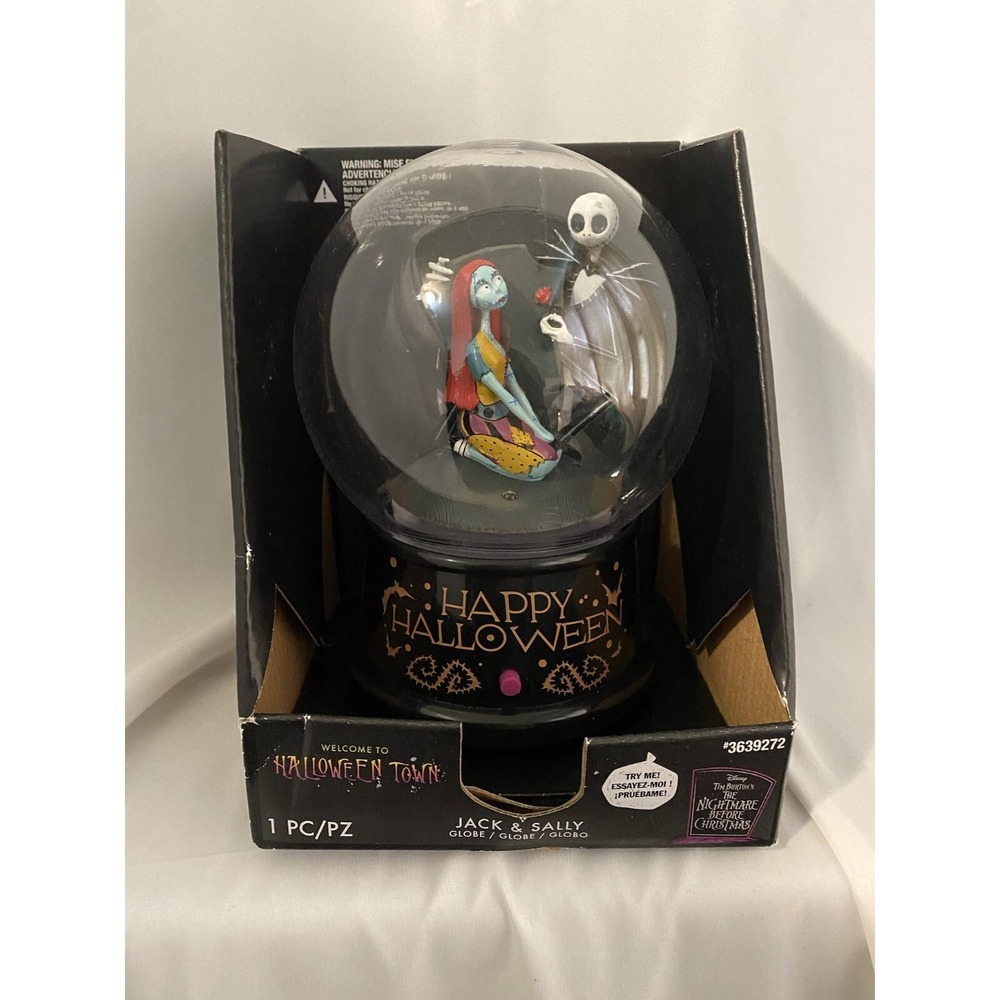 Disney Jack Skellington & Sally Gemmy Halloween Light-Up Globe Plays Theme Song
